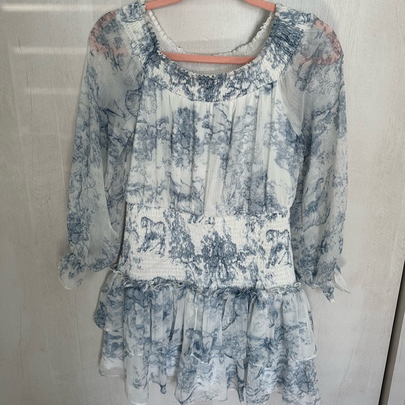 Blue Off the Shoulder Mini Dress - Picture 2 of 6